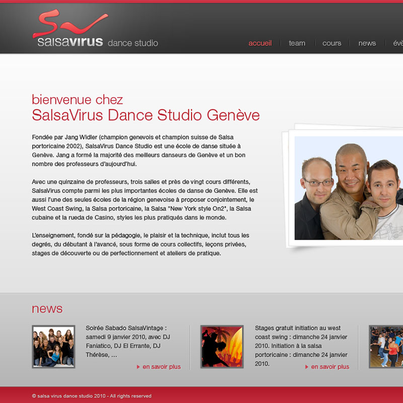 site internet pour l'école de danse Salsavirus